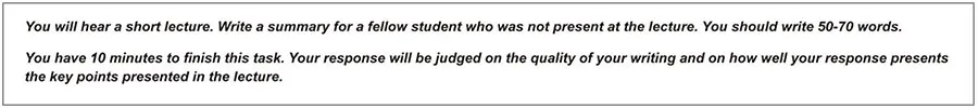 Official PTE instructions for Summarize Spoken Text